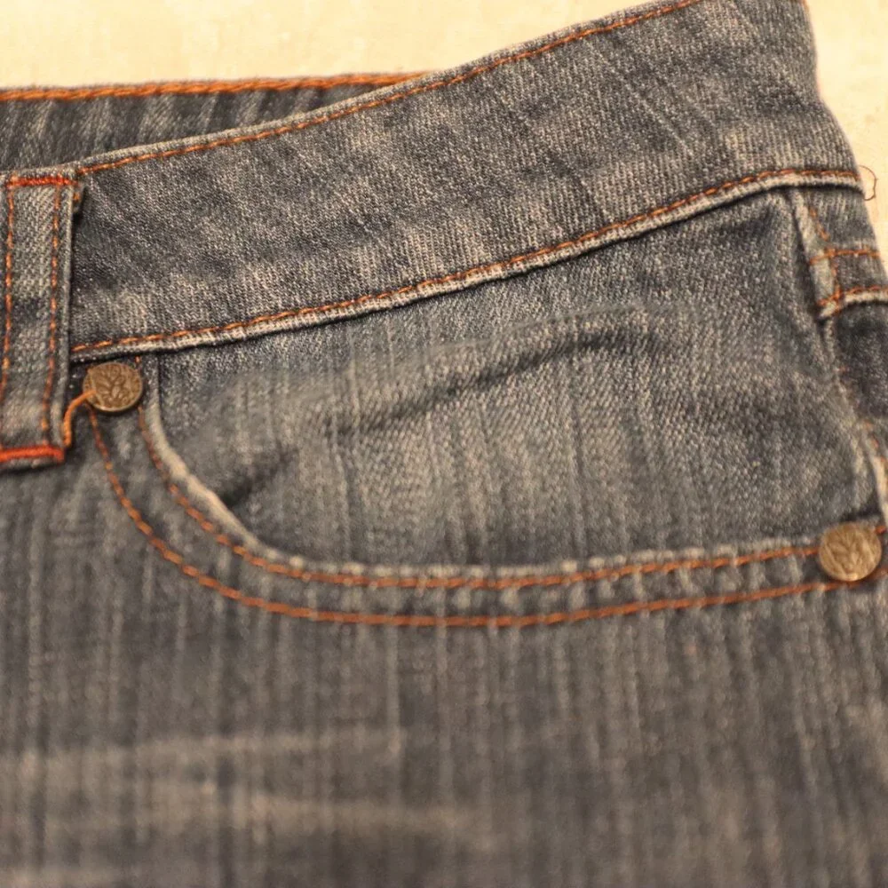 Prana Long Blue Denim 5 Pocket Shorts Size 10 Organic Cotton/ Lycra Casual